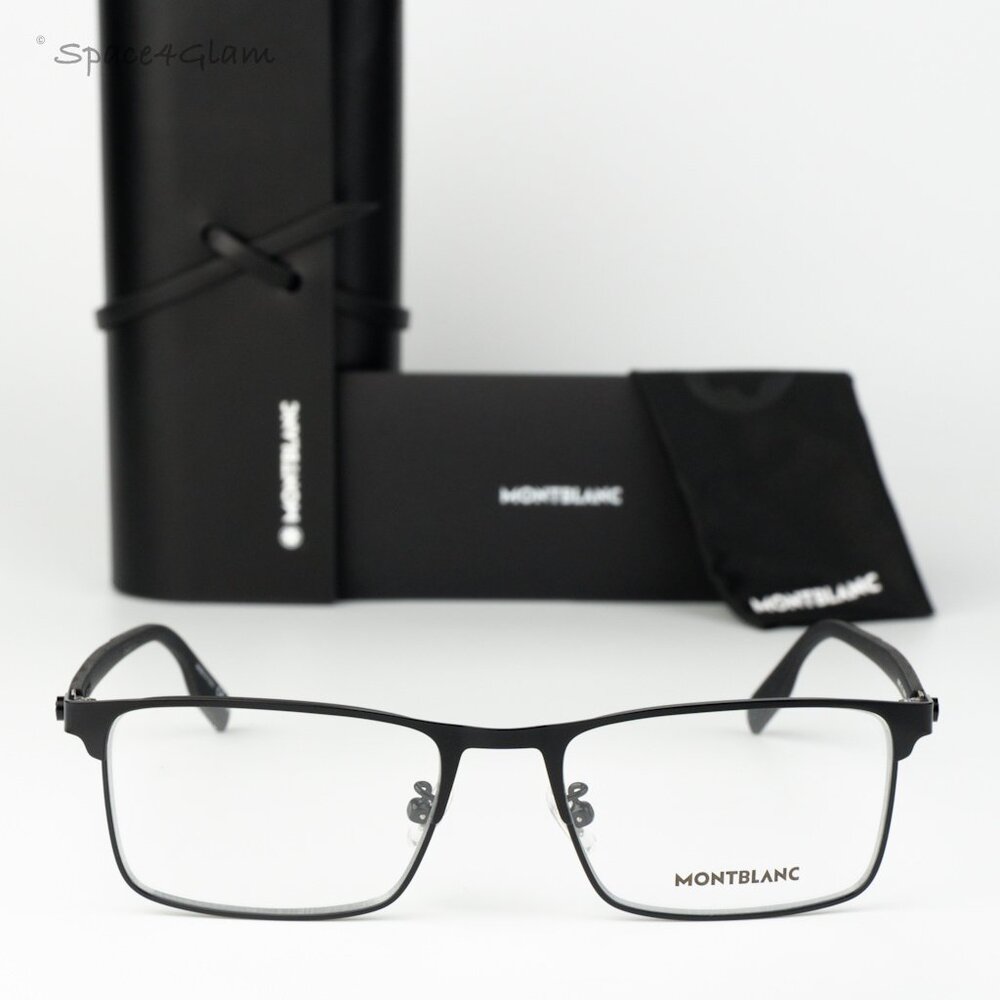 Montblanc Men Eyeglasses Black Demo Rectangle MB0187O 001 NEW AUTHENTIC